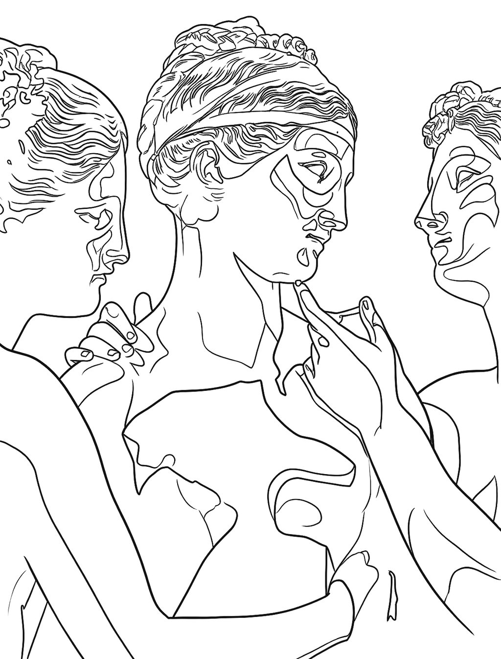 Stencil de la escultura de tres figuras generado por SUBLYN