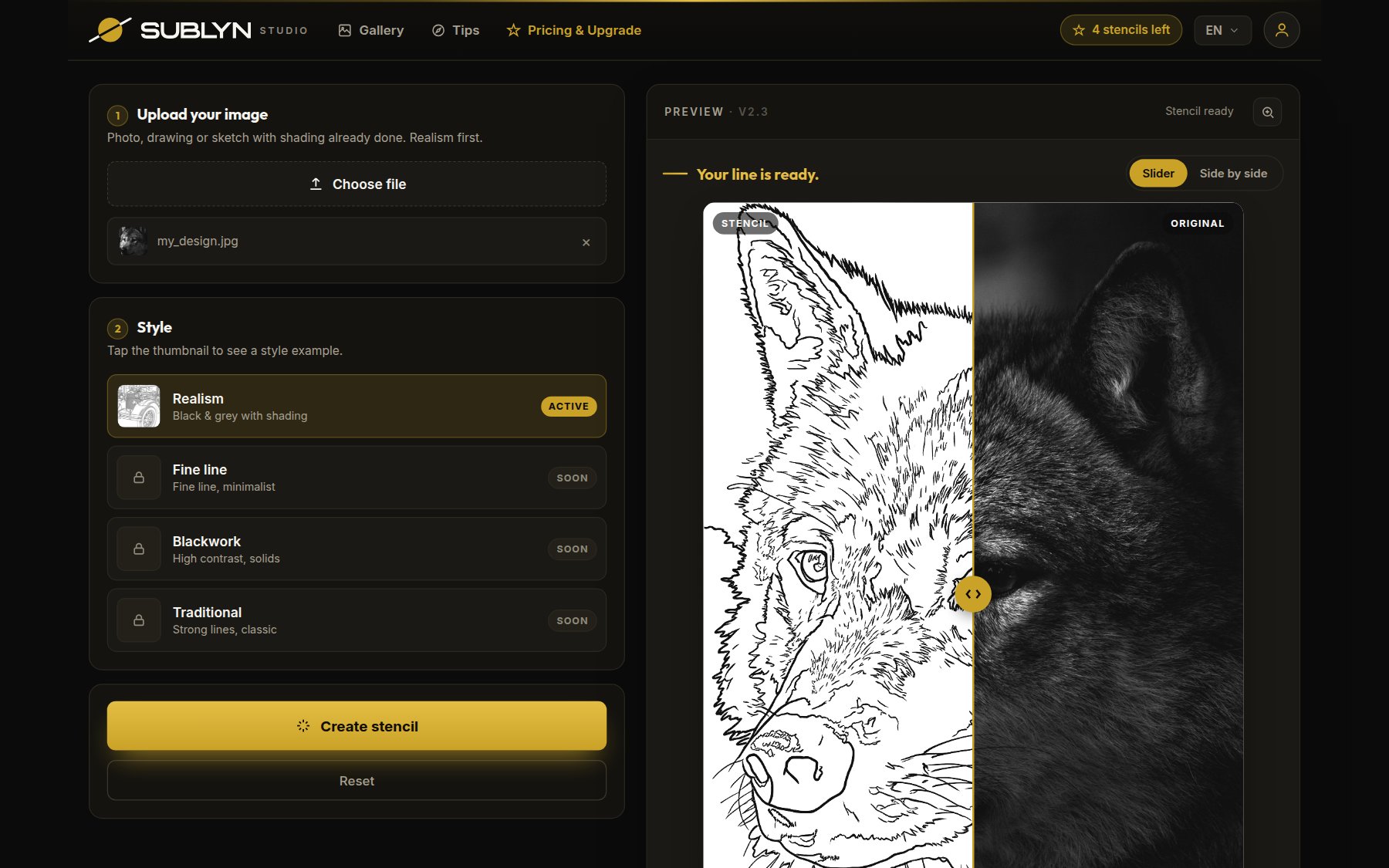 View of the SUBLYN Studio tool